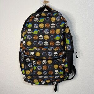 Star Wars Character Print Backpack Darth Vader Yoda Stormtrooper Black Multi